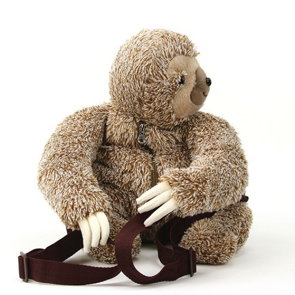 NEW Sloth Cosplay Plush FairyTale 3-Toe Ombre Brown Backpack Bag - Picture 3 of 8
